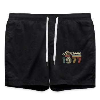 Awesome since 1977 Retro Jahrgang Geschenk - Badeshorts - Schwarz - Vorne - AI Model Male 185 light (185cm)