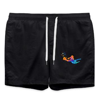 Torwart Fußball Pop Art Abstarct Retro Vintage - Badeshorts - Schwarz - Vorne - AI Model Male 185 light (185cm)
