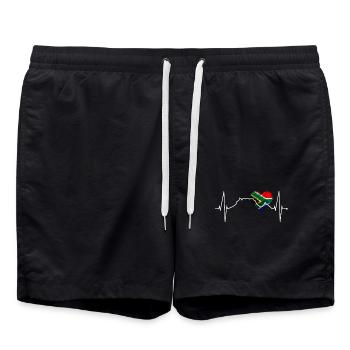 Cape Town Skyline Coeur Drapeau Afrique du Sud Table Mountain - Short de bain - noir - Devant - AI Model Male 185 light (185cm)