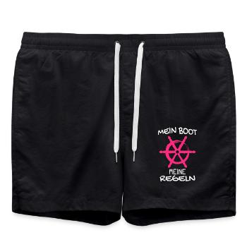 Kapitän Mein Boot Meine Regeln Geschenk - Badeshorts - Schwarz - Vorne - AI Model Male 185 light (185cm)