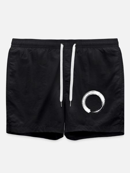 Circle design icon brush white - Swim Trunks - black