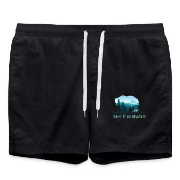 Bear There is no Planet B - Swim Trunks - black - Front - AI Model Male 185 light (185cm)