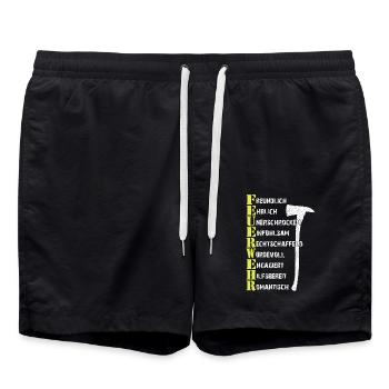 Feuerwehrhelden – Die wahren Alltagsretter - Badeshorts - Schwarz - Vorne - AI Model Male 185 light (185cm)