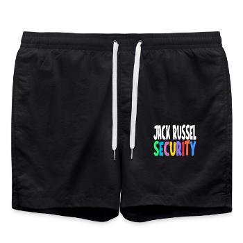 Jack Russel Sicherheit Diensthund Spruch Geschenk - Badeshorts - Schwarz - Vorne - AI Model Male 185 light (185cm)
