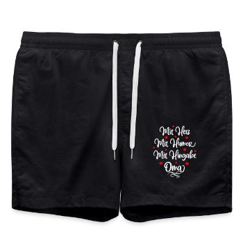 Für die besten Omas - Oma Sprüche - Badeshorts - Schwarz - Vorne - AI Model Male 185 light (185cm)