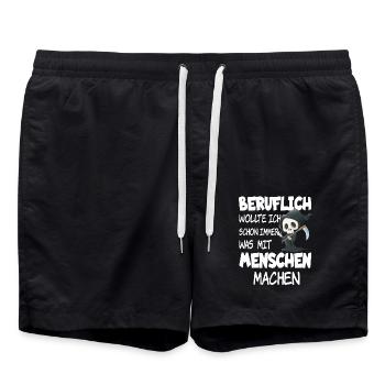 Beruflich wollte ich schon immer was mit Menschen - Badeshorts - Schwarz - Vorne - AI Model Male 185 light (185cm)