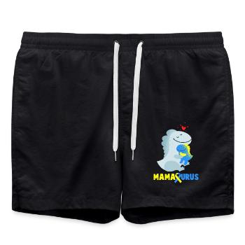 Down Syndrome Mamasaurus Dino Gift - Swim Trunks - black - Front - AI Model Male 185 light (185cm)