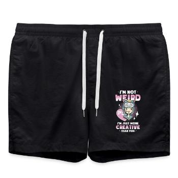 Manga Girl - Swim Trunks - black - Front - AI Model Male 185 light (185cm)