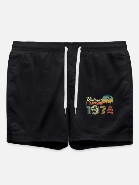 Vintage 1974 Geburtstag Retro Jahrgang Geschenk - Badeshorts - Schwarz