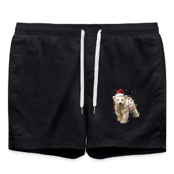 Christmas Polar Bear - Funny Xmas Cute Animal Gift - Swim Trunks - black - Front - AI Model Male 185 light (185cm)