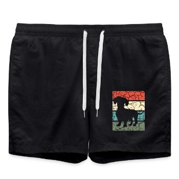 Teckel Chien Amant Chien Teckel Rétro Cadeau - Short de bain - noir - Devant - AI Model Male 185 light (185cm)