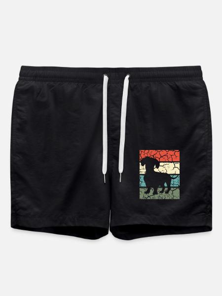Dackel Hund Hundeliebhaber Teckel Retro Geschenk - Badeshorts - Schwarz
