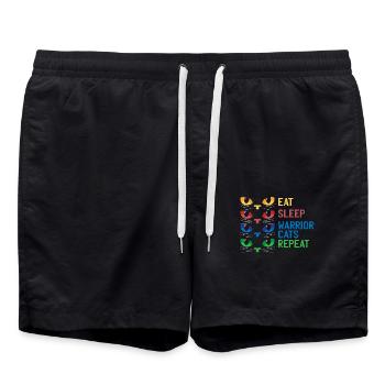 Gaming Katzen Eat Sleep Warrior Repeat Geschenk - Badeshorts - Schwarz - Vorne - AI Model Male 185 light (185cm)