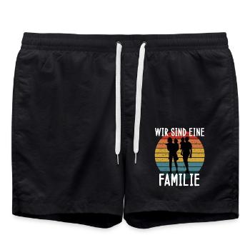 Familie Mutter Sohn Vater Familie Papa Baby Kinder - Badeshorts - Schwarz - Vorne - AI Model Male 185 light (185cm)