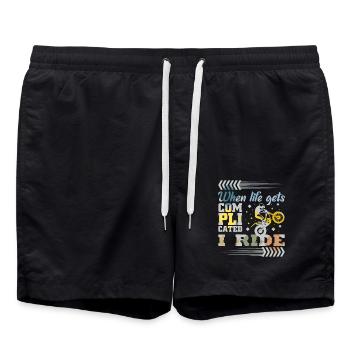Trial Bike spruch - Badeshorts - Schwarz - Vorne - AI Model Male 185 light (185cm)