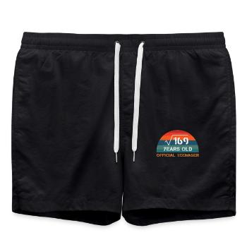 13th Birthday - Official Teenager Math Lover Bday - Swim Trunks - black - Front - AI Model Male 185 light (185cm)