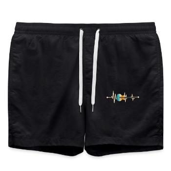 Vintage Gitarre E-Gitarre Herzschlag - Badeshorts - Schwarz - Vorne - AI Model Male 185 light (185cm)