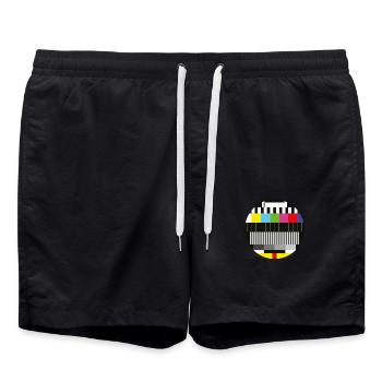 Motif de test - pas de signal TV pause - Short de bain - noir - Devant - AI Model Male 185 light (185cm)