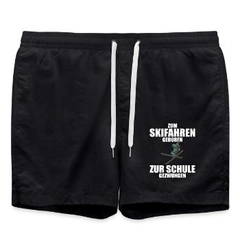 Zum Skifahren geboren zur Schule gezwungen Ski - Badeshorts - Schwarz - Vorne - AI Model Male 185 light (185cm)
