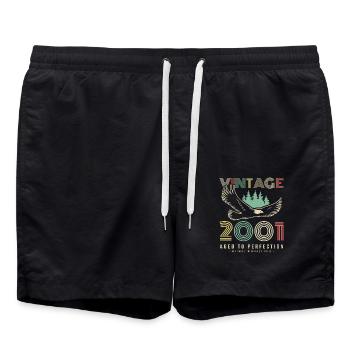 Vintage 2001 anniversaire cadeau vintage rétro - Short de bain - noir - Devant - AI Model Male 185 light (185cm)
