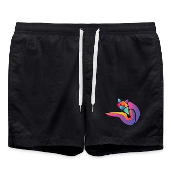 Fuchs Natur Füchse Foxy Wildtier Süß Hund - Badeshorts - Schwarz - Vorne - AI Model Male 185 light (185cm)
