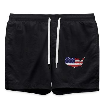 USA retro - Swim Trunks - black - Front - AI Model Male 185 light (185cm)