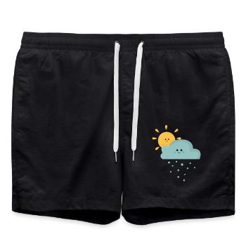 Frühling spring blumen Sonne Regen - Badeshorts - Schwarz - Vorne - AI Model Male 185 light (185cm)