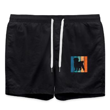 Maltese Dog Hund Welpe Gassi Retro Geschenk - Badeshorts - Schwarz - Vorne - AI Model Male 185 light (185cm)