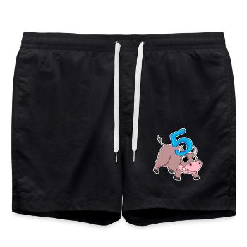 Taureau taureau d'anniversaire pour enfants de 5 ans - Short de bain - noir - Devant - AI Model Male 185 light (185cm)