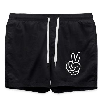 Frieden Freiheit Liebe Peace Zeichen Symbol - Badeshorts - Schwarz - Vorne - AI Model Male 185 light (185cm)