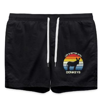 La vie est meilleure avec les ânes - Short de bain - noir - Devant - AI Model Male 185 light (185cm)