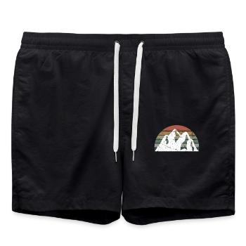 Montagnes Retro Sunset Mountain Range Montagne - Short de bain - noir - Devant - AI Model Male 185 light (185cm)