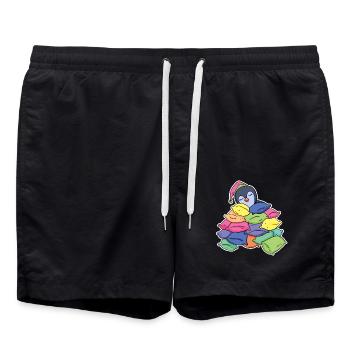 Schlafender Pinguin - Badeshorts - Schwarz - Vorne - AI Model Male 185 light (185cm)