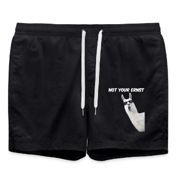 not your ernst Alapaka mit Sonnebrille - Humor - Badeshorts - Schwarz - Vorne - AI Model Male 185 light (185cm)