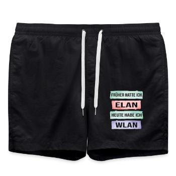 Früher hatte ich Elan heute Wlan lustiger Spruch - Badeshorts - Schwarz - Vorne - AI Model Male 185 light (185cm)