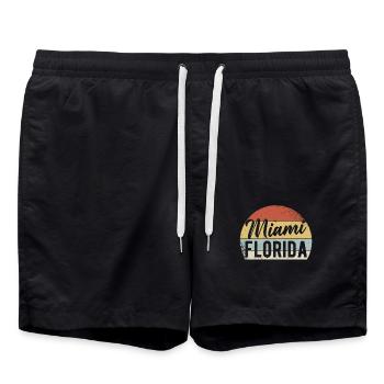 Miami Florida usa miami - Swim Trunks - black - Front - AI Model Male 185 light (185cm)