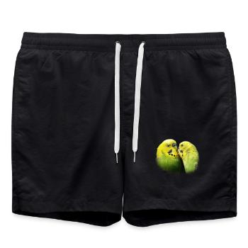 Wave Parakeets Kiss Bird Design Gift - Swim Trunks - black - Front - AI Model Male 185 light (185cm)