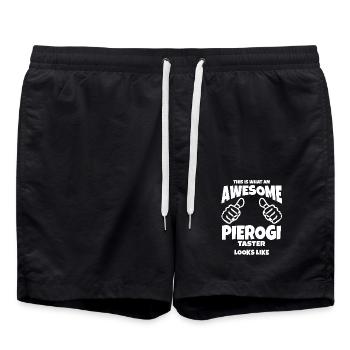 Pierogi Polen Polnisch Teigtaschen Spruch Geschenk - Badeshorts - Schwarz - Vorne - AI Model Male 185 light (185cm)