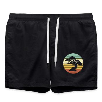 Bonsai tree - Swim Trunks - black - Front - AI Model Male 185 light (185cm)