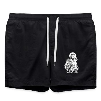 Der heilige Josef hält Jesus im Arm - Badeshorts - Schwarz - Vorne - AI Model Male 185 light (185cm)