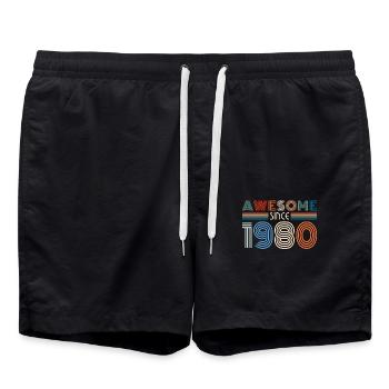 Superbe cadeau vintage rétro depuis 1980 - Short de bain - noir - Devant - AI Model Male 185 light (185cm)