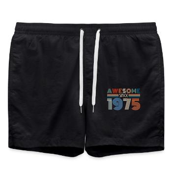 Vintage 1975 birthday retro vintage gift - Swim Trunks - black - Front - AI Model Male 185 light (185cm)