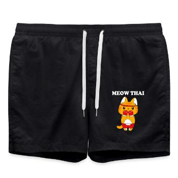 Chat Muay Thai - Short de bain - noir - Devant - AI Model Male 185 light (185cm)
