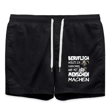 Beruflich wollte ich schon immer was mit Menschen - Badeshorts - Schwarz - Vorne - AI Model Male 185 light (185cm)