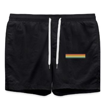Rayures rétro - Short de bain - noir - Devant - AI Model Male 185 light (185cm)