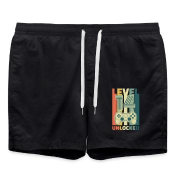 Cadeau de jeu du 14e anniversaire débloqué de niveau 14 - Short de bain - noir - Devant - AI Model Male 185 light (185cm)