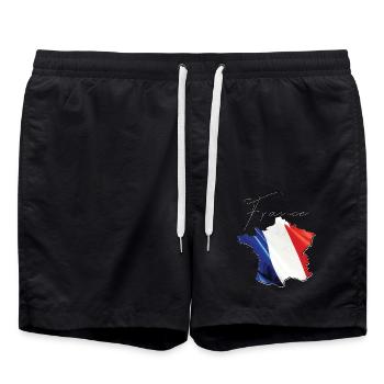 France flag on the France map EN - Swim Trunks - black - Front - AI Model Male 185 light (185cm)