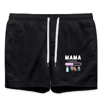 werdende Mutter - Mama wird geladen - Badeshorts - Schwarz - Vorne - AI Model Male 185 light (185cm)
