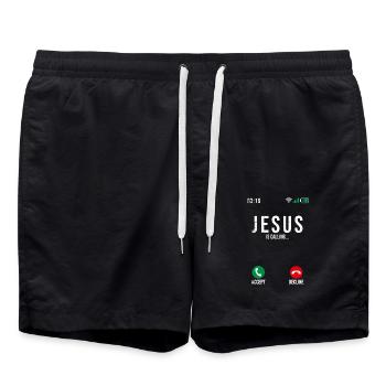 Jésus appelle - Short de bain - noir - Devant - AI Model Male 185 light (185cm)