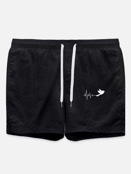 Weiße Taube Herzschlag - Badeshorts - Schwarz